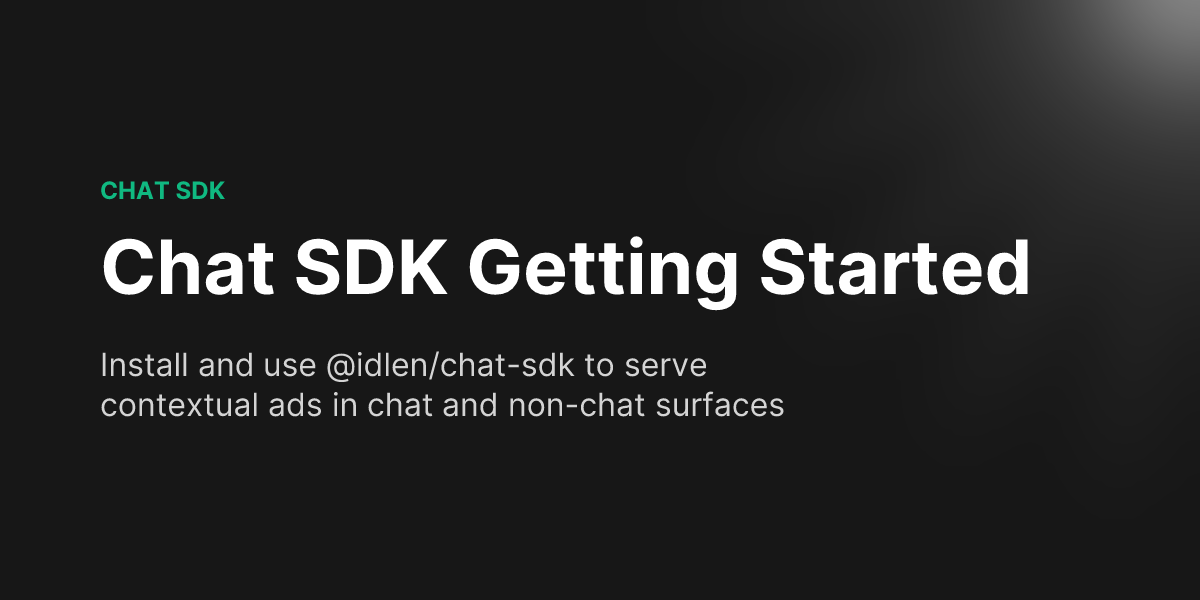 Chat SDK Getting Started - Idlen documentation